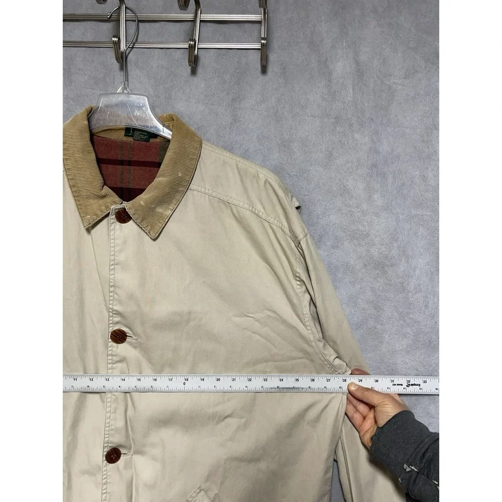 VTG J Crew Coat Men XLT Beige Chore Flannel Lined Oarsman Rugged 90s Barn Jacket